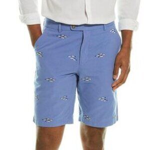 NWT J. McLaughlin Men’s Oliver School Of Fishes Baby Blue Embroidered Shorts 40